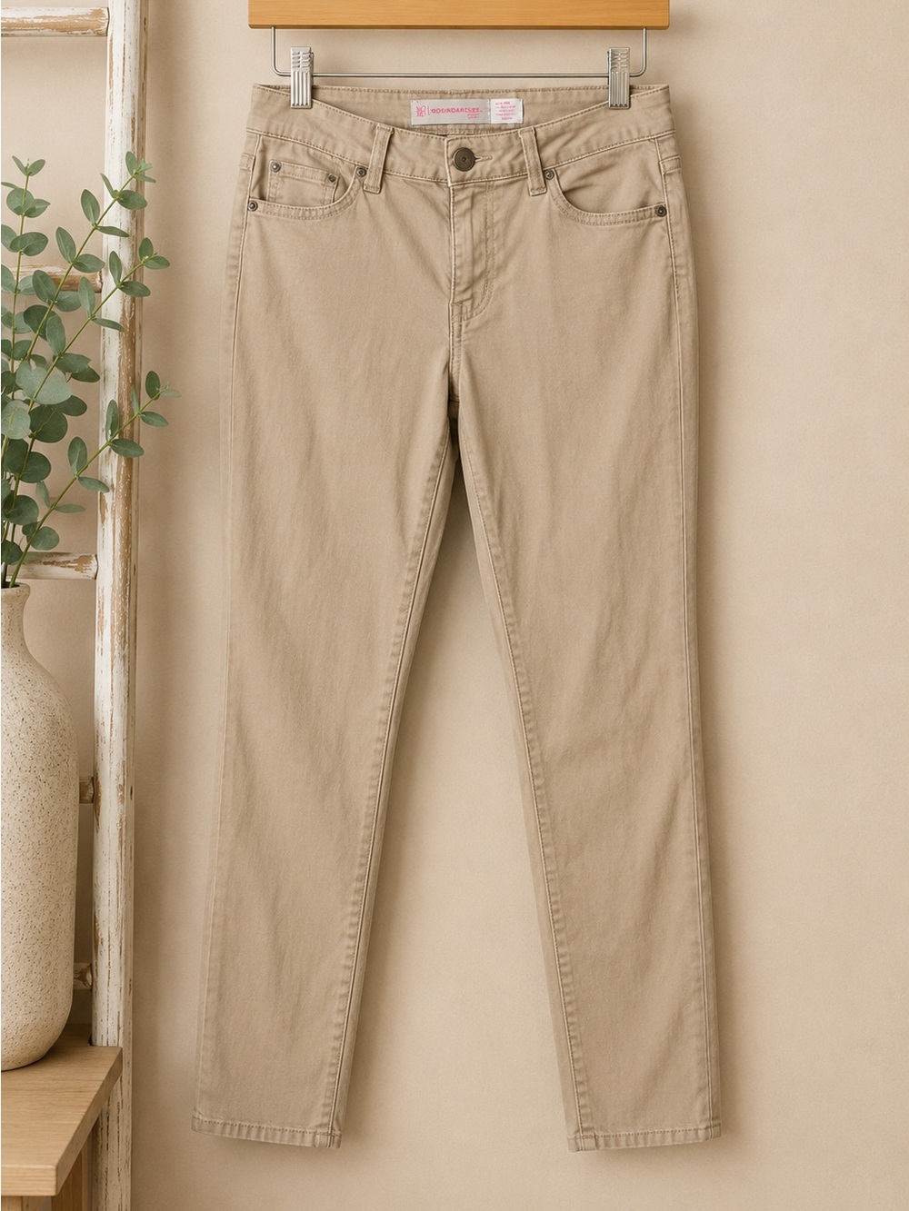 Khaki Skinny Pants Size 11 Stretch Mid Rise Beige